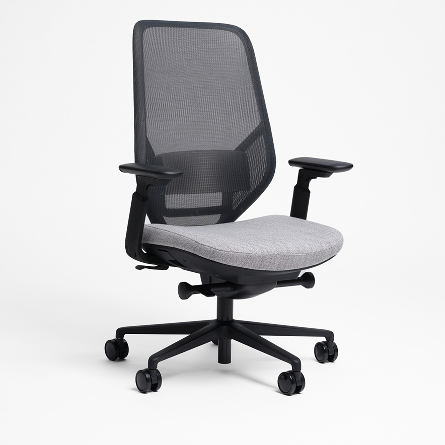 Office chair Black Mesh back with Fabric Seat in Gray. 