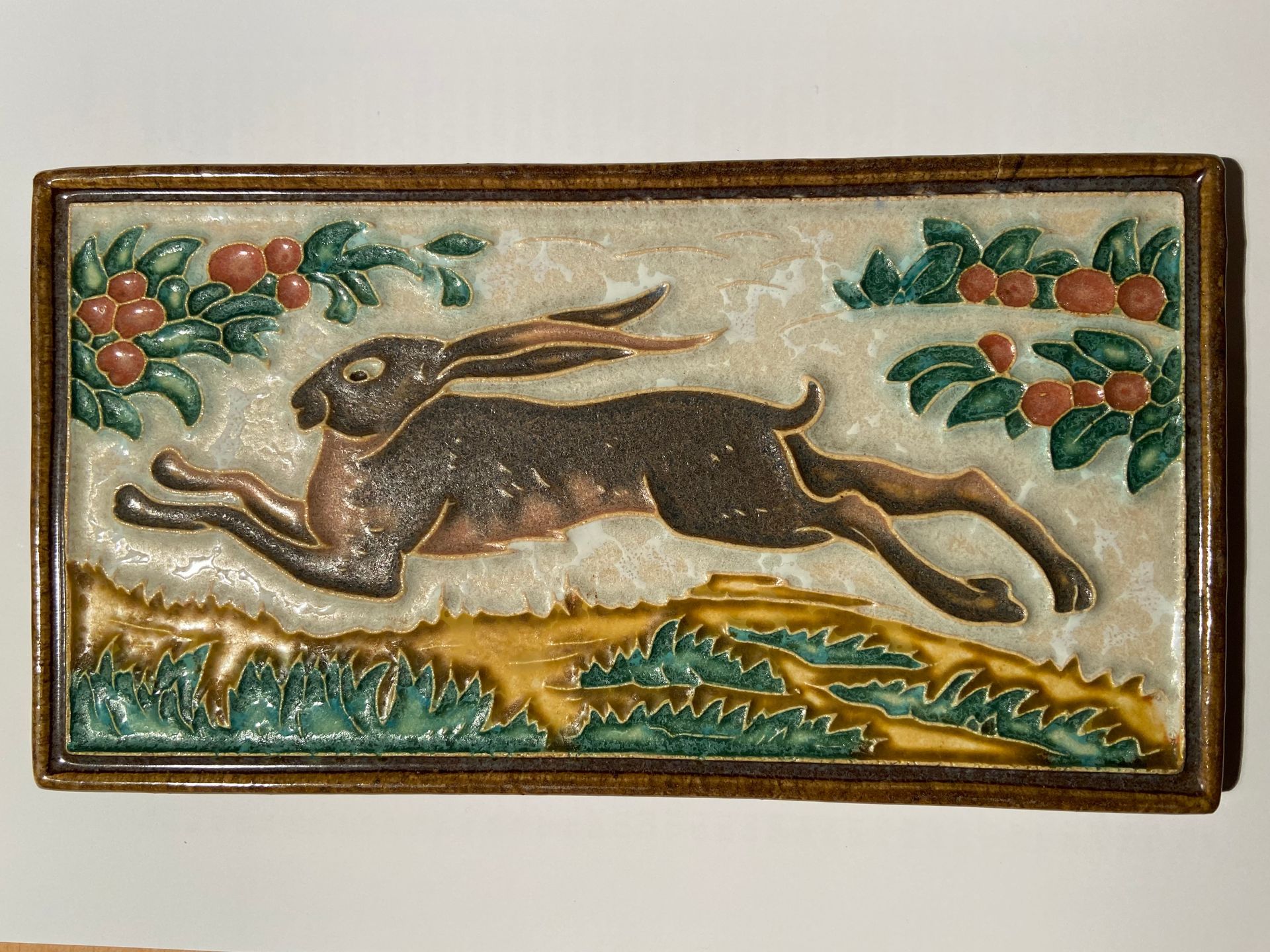 PFtile Porceleyne Fles Delft Cloisonne tile animals.