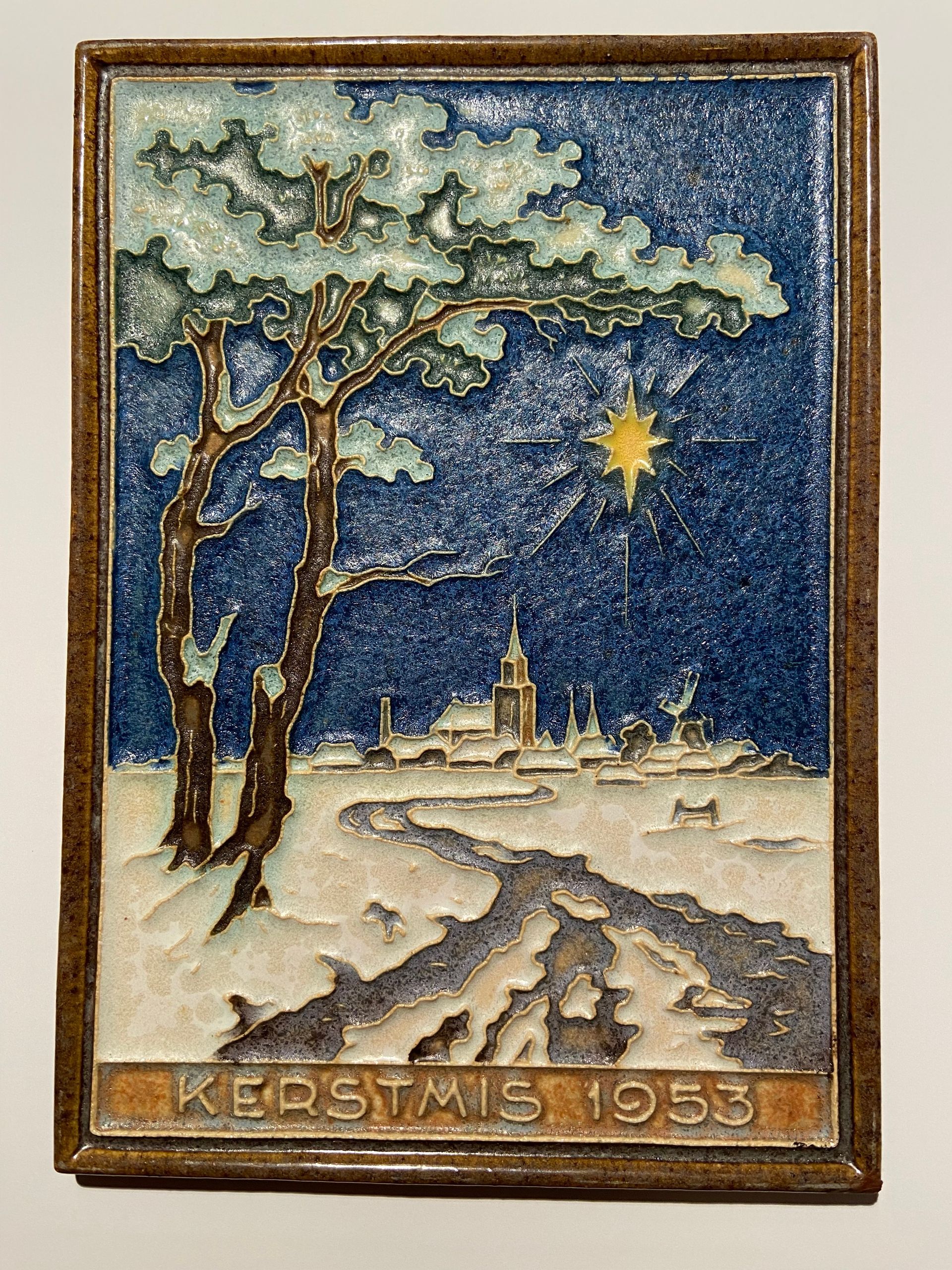 Porceleyne Fles Cloisonne tegel Kerstmis 1953