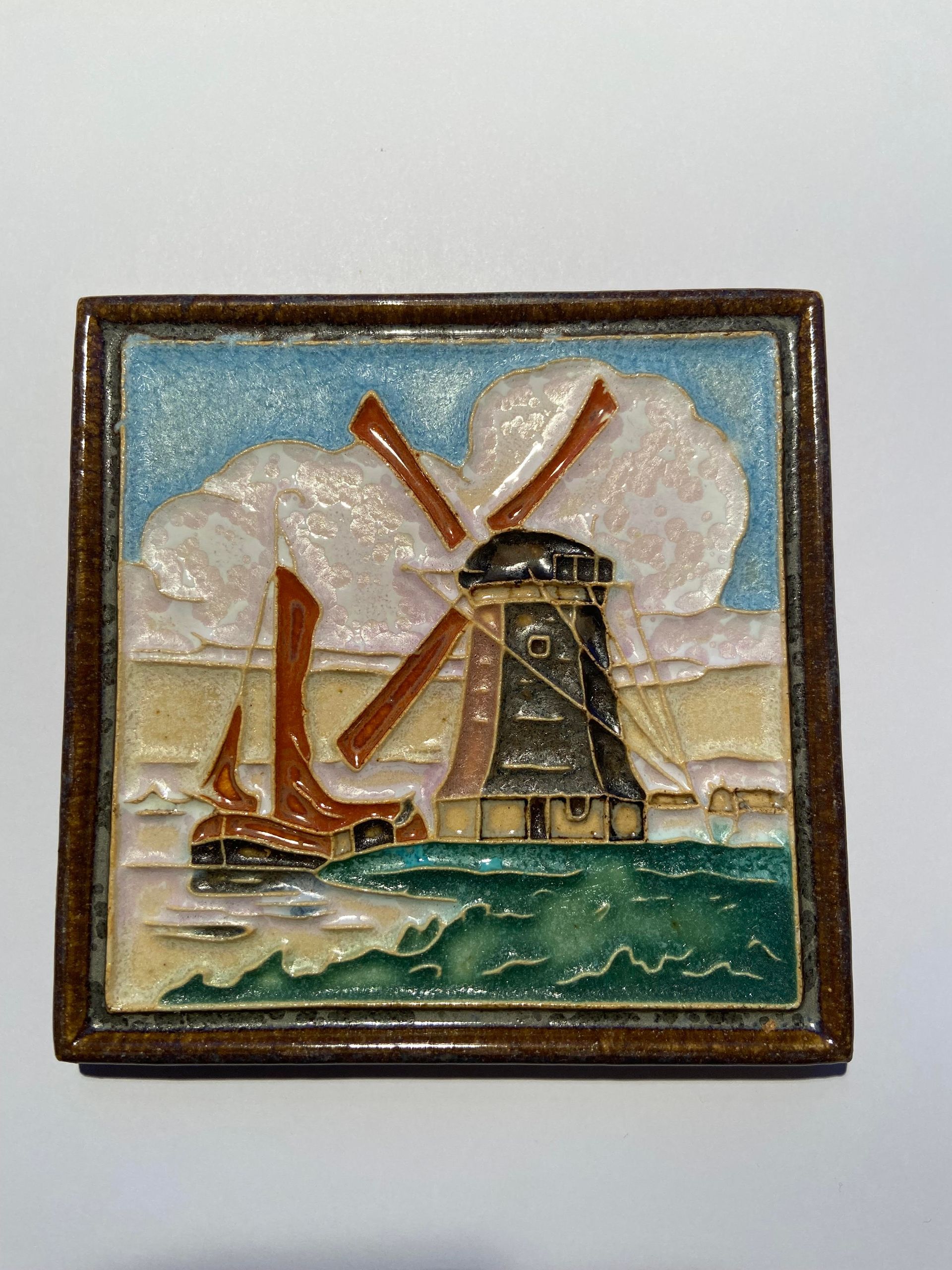 PFtile Porceleyne Fles Delft Cloisonne tile mills and farms.