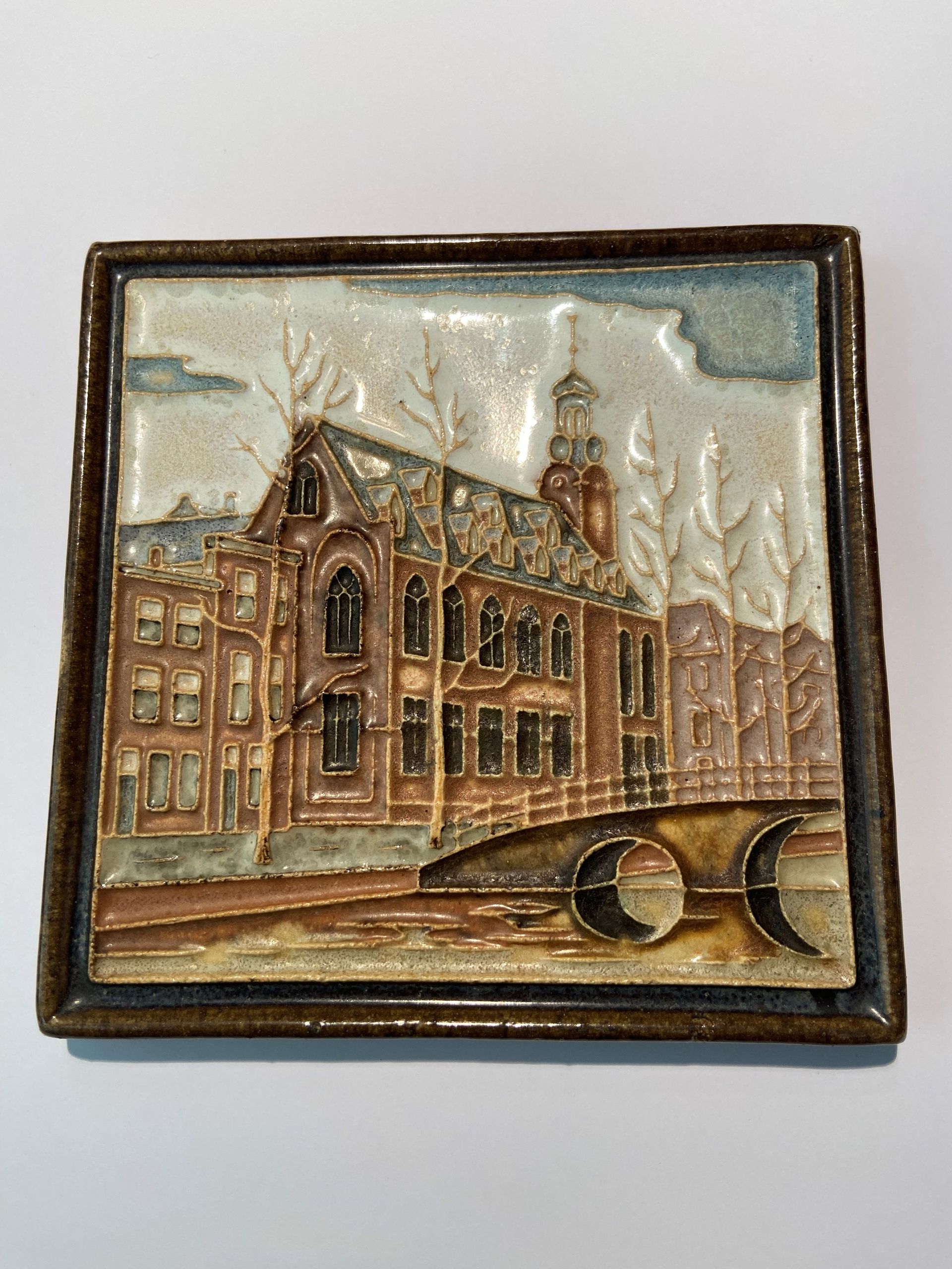 Porceleyne Fles Delft Cloisonné Tegel, PFtegel, Antieke tegel, Porcelijne Fles, Tile, 