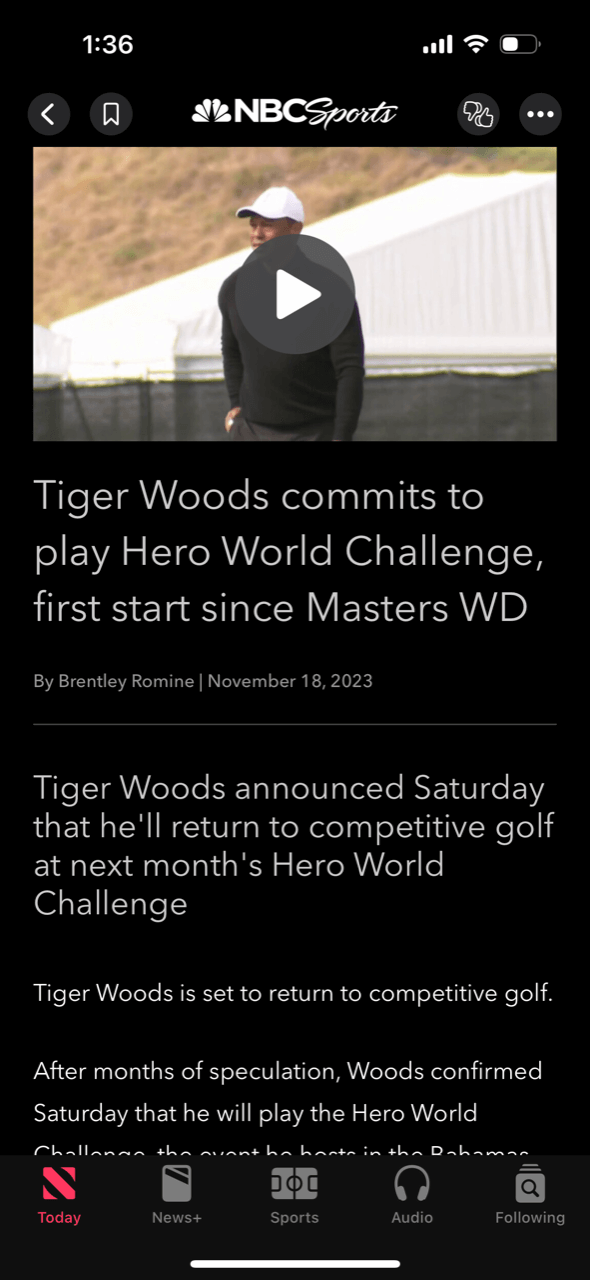 Tiger returns to professional golf in the Bahamas 2023