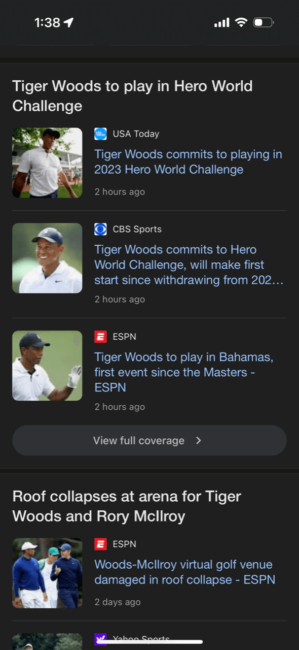 Tiger Woods returns to golf 2023