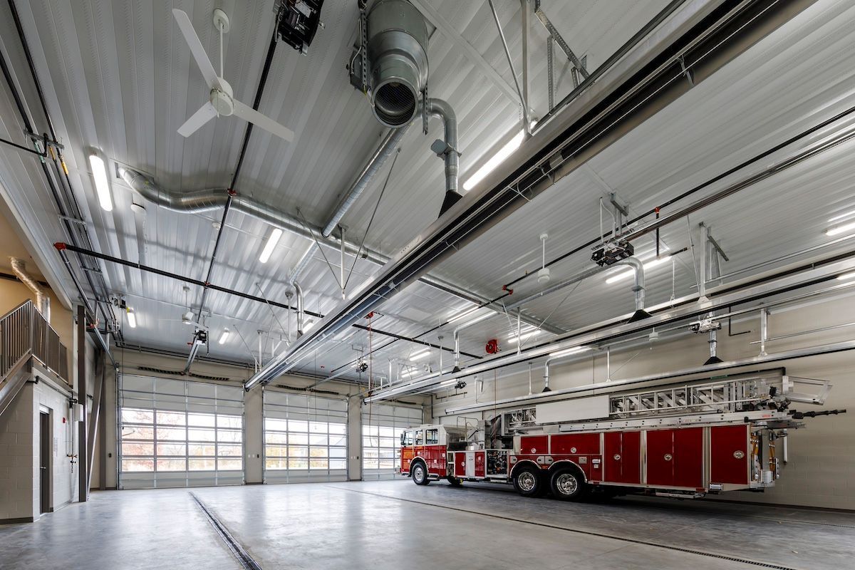 Interior Garage of Fire Station 11 in Columbia, MO. Preconstruction Planning by PCE Construction.