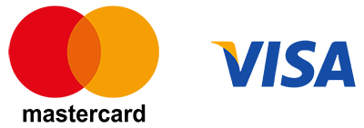 Mastercard- und Visa-Logos.