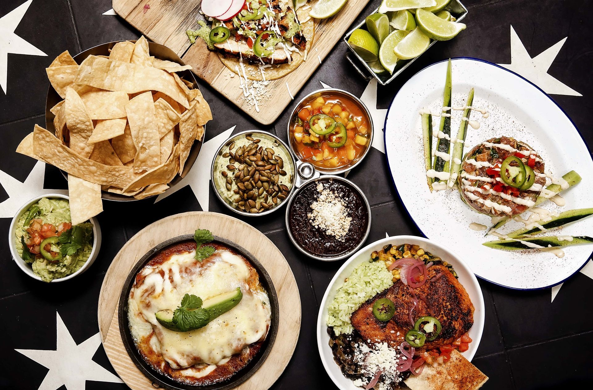 There are many different types of food on the table.