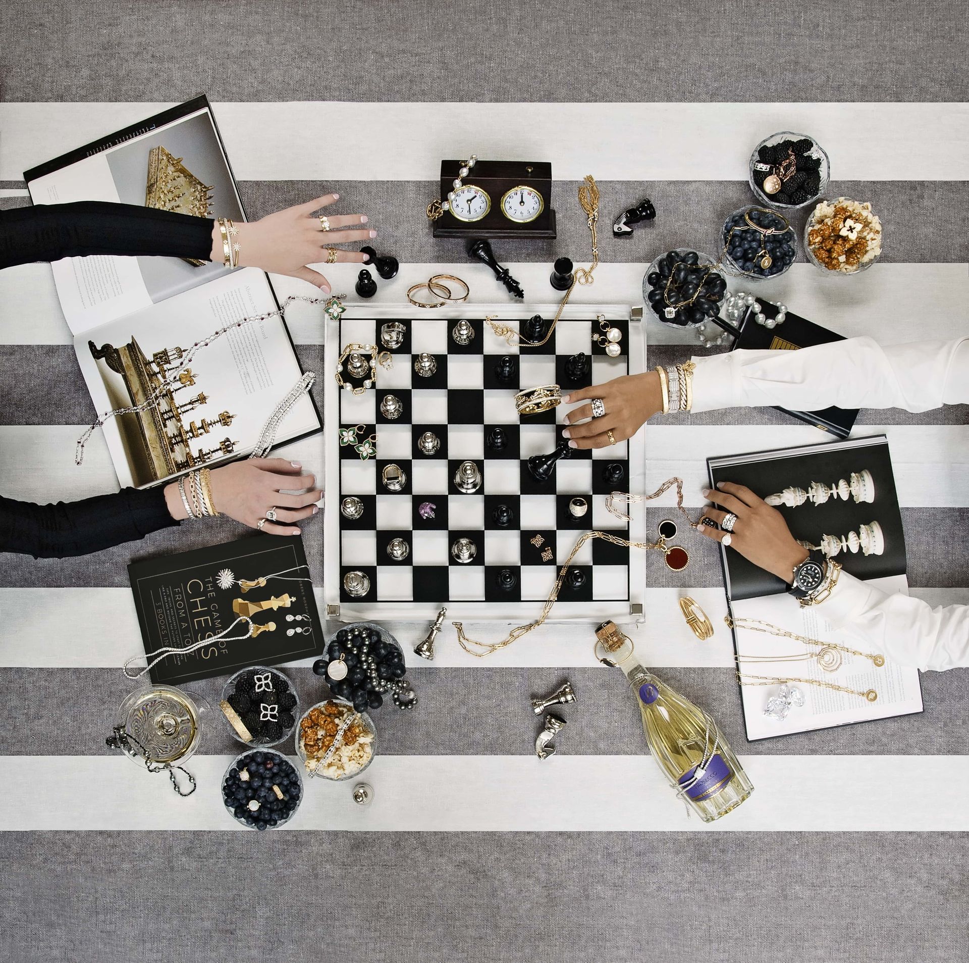 A group of people are playing a game of chess