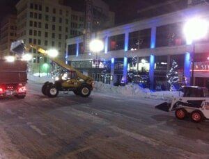 Snow plowing at Minneapolis during the night