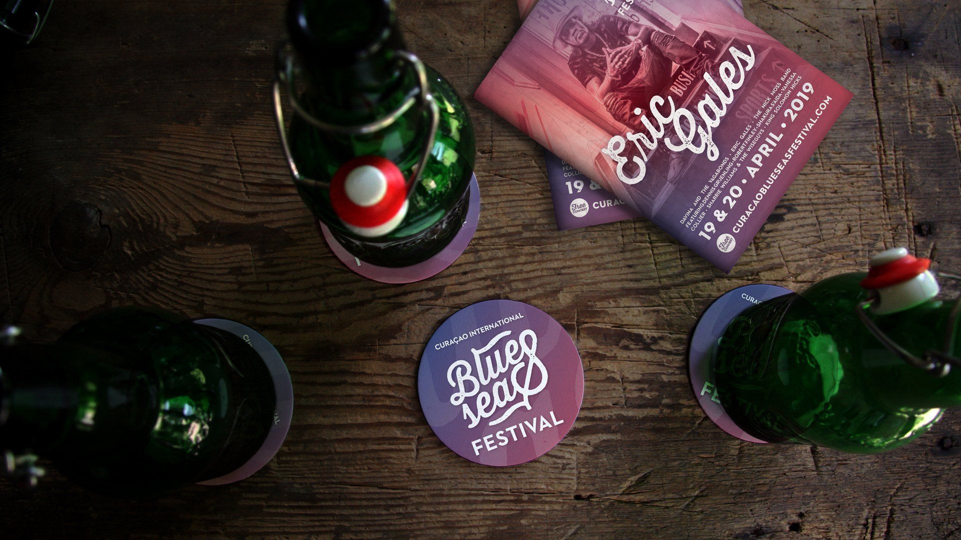 Curaçao International BlueSeas Festival booklet and coasters