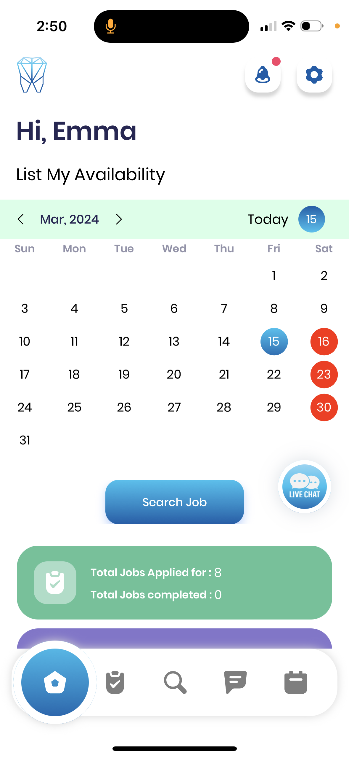 List My Availability Calendar — Kirkland, WA — GOTEMP Dental Staffing