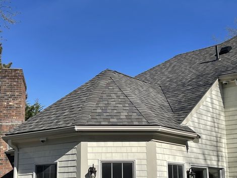 Focus On Gray Asphalt Shingles Roof Different Design — Walpole, MA — First Class Roofing & Construction