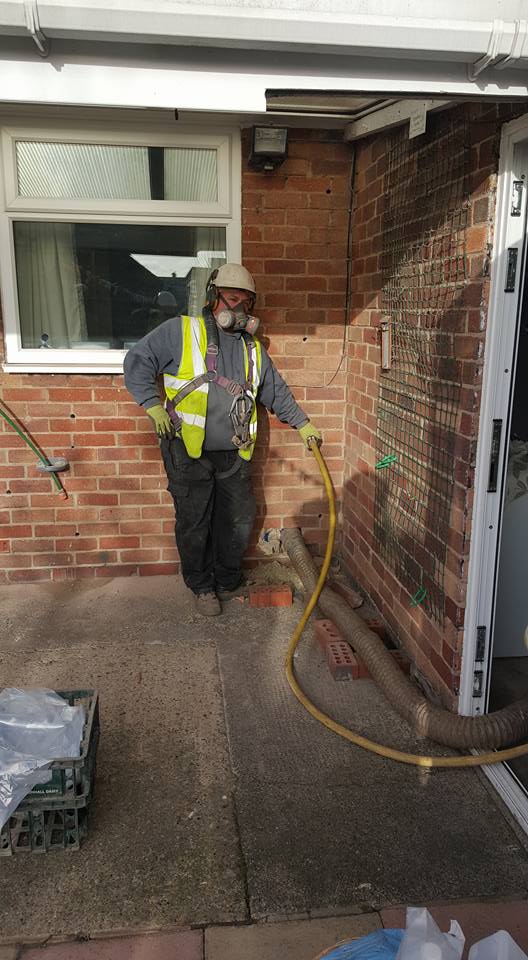 cavity wall insulation being extracted