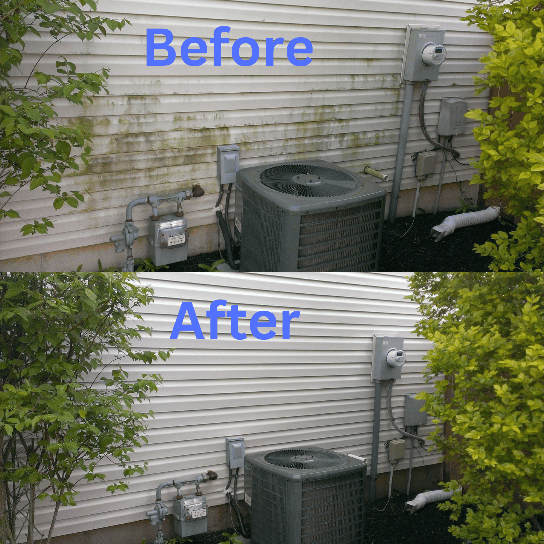 Pressure wash house in troy ohio before and after picture