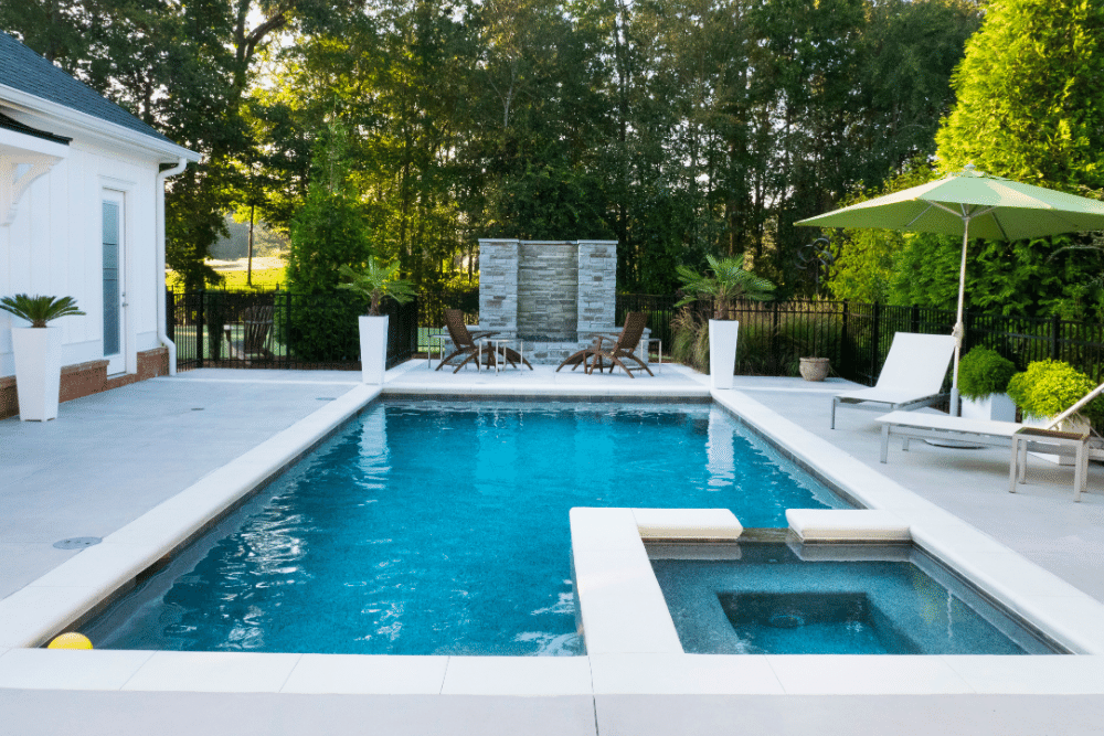 Modern swimming pool deck
