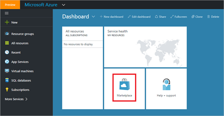 a microsoft azure dashboard with a cloud icon