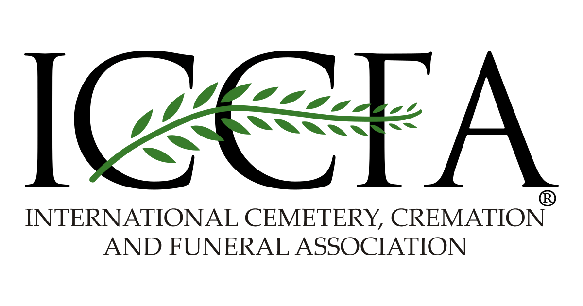 ICFA logo with black letters and a green leafy branch across the center, plus association name below