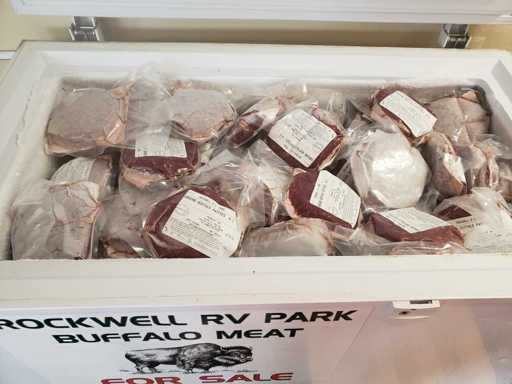 A box of rockwell rv park buffalo meat for sale