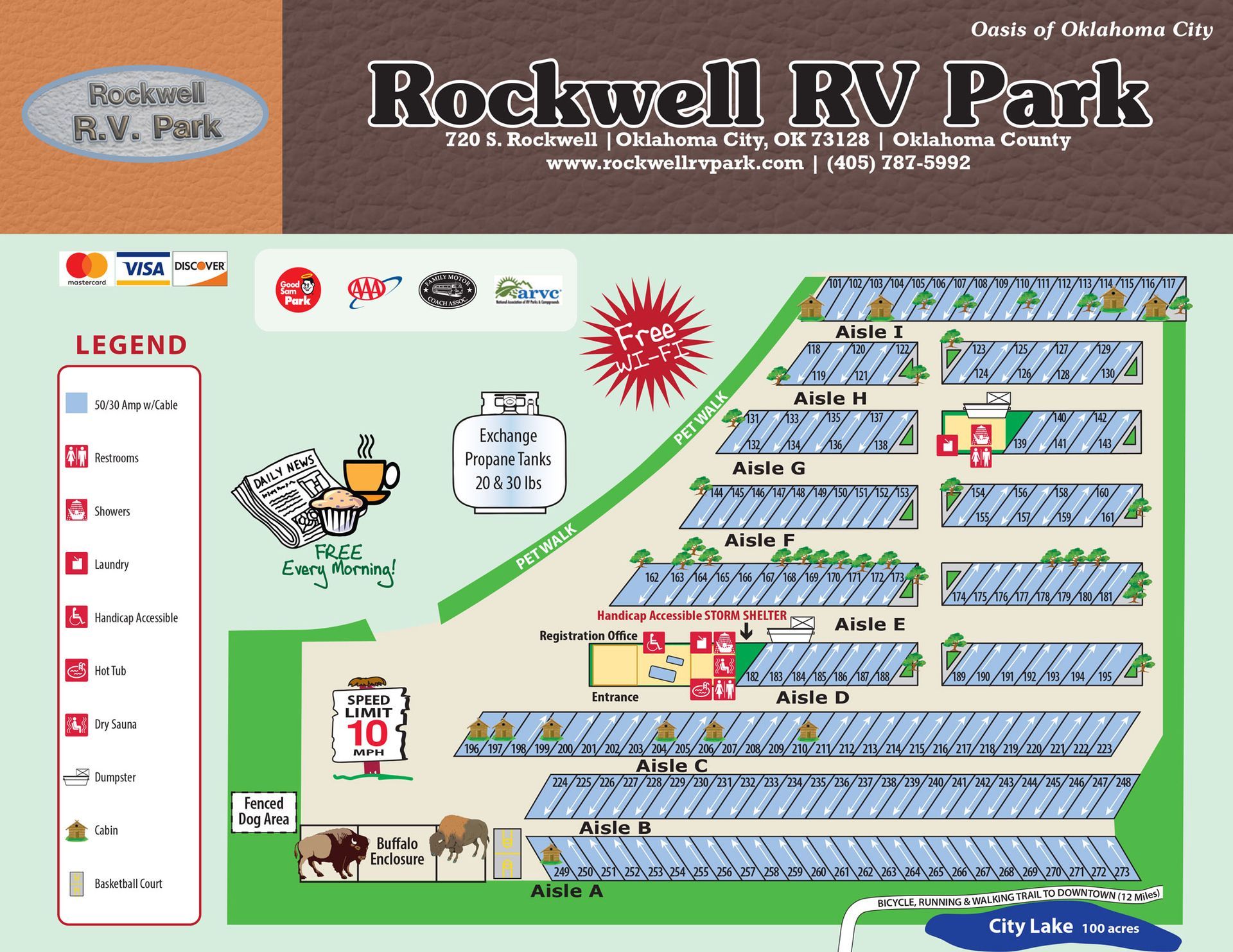A map of rockwell rv park is shown