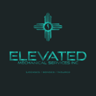 Turquoise logo reading “ELEVATED Mechanical Services Inc” with a stylized cross/gear icon on a dark background