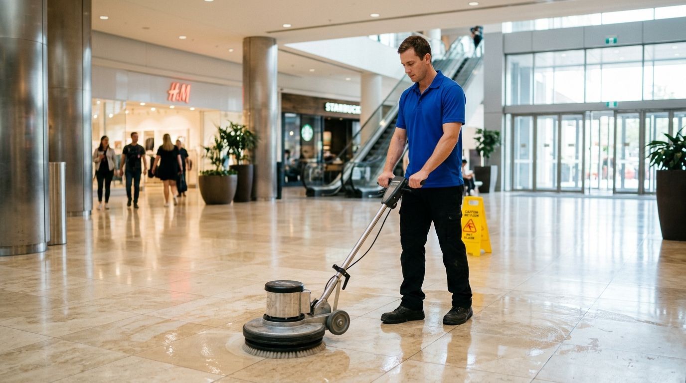 Cleaner disinfecting patient room bedside table and surfaces in medical facility in Eden Prairie, MN