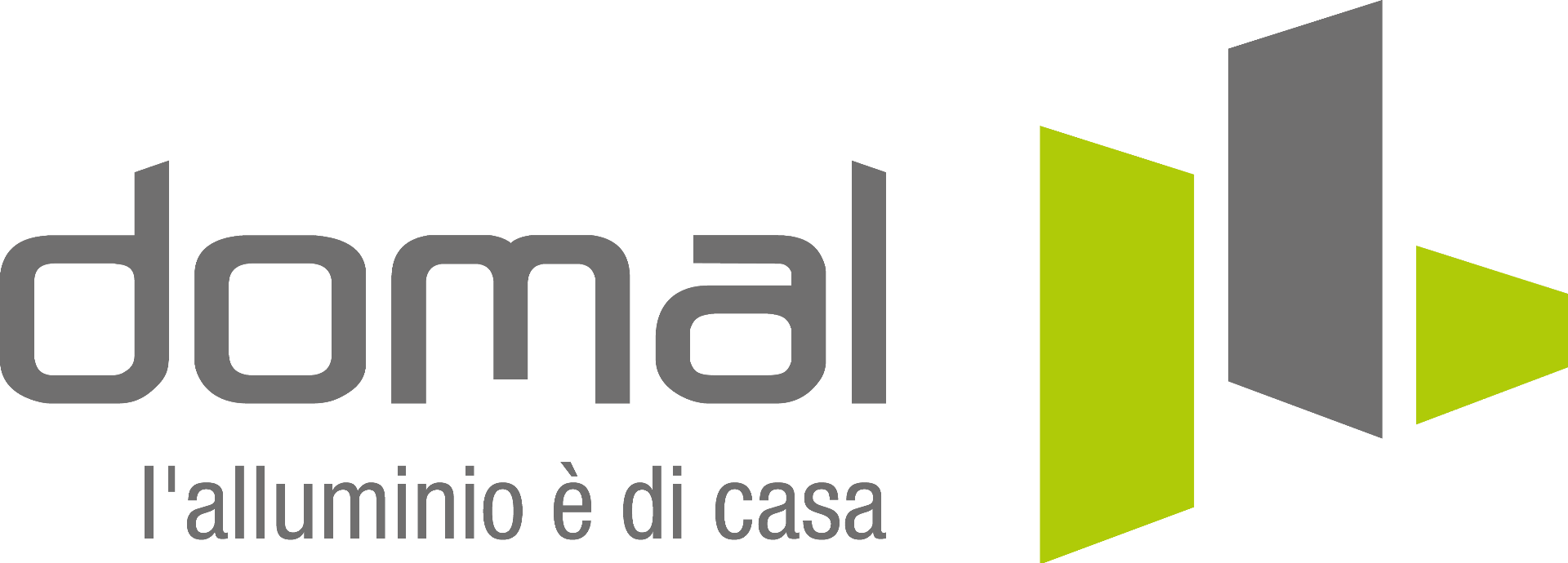A logo for a company called domal l' alluminio è di casa.