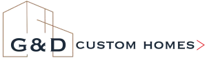 The logo for G&D Custom Homes shows a house on top of a mountain. 