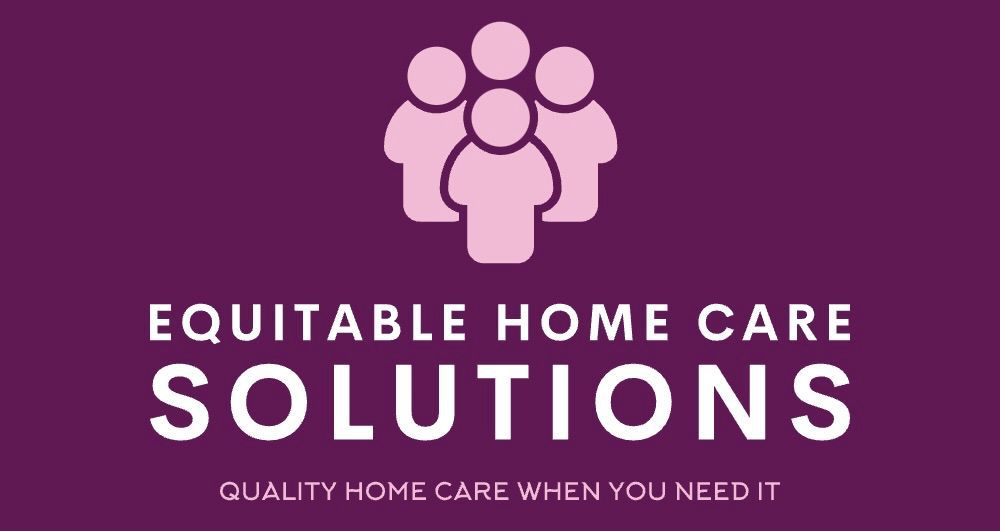 The logo for equitable home care solutions shows a group of people standing next to each other.