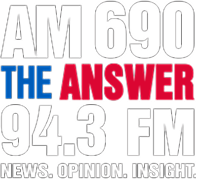 AM 690 THE ANSWER 94.3 FM logo with blue and red text and “NEWS. OPINION. INSIGHT.”