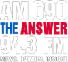 AM 690 THE ANSWER 94.3 FM logo with blue and red text and “NEWS. OPINION. INSIGHT.”