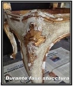 Sedia Luigi XV - dorata e laccata (fase di stuccatura)