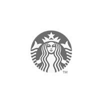 Logo Starbucks : sirène dans un cercle, grise. Couronne, cheveux longs et flottants.