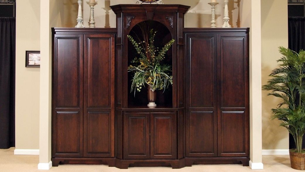 Amish Shawnee Wood Products Ohio Home Family Room entertainment TV with built-in  bookcase cherry