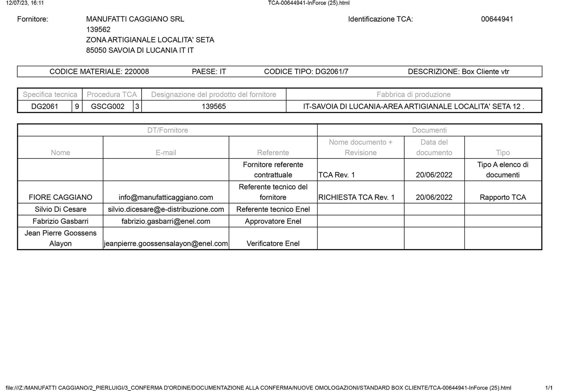 Omologazione DG2061-9