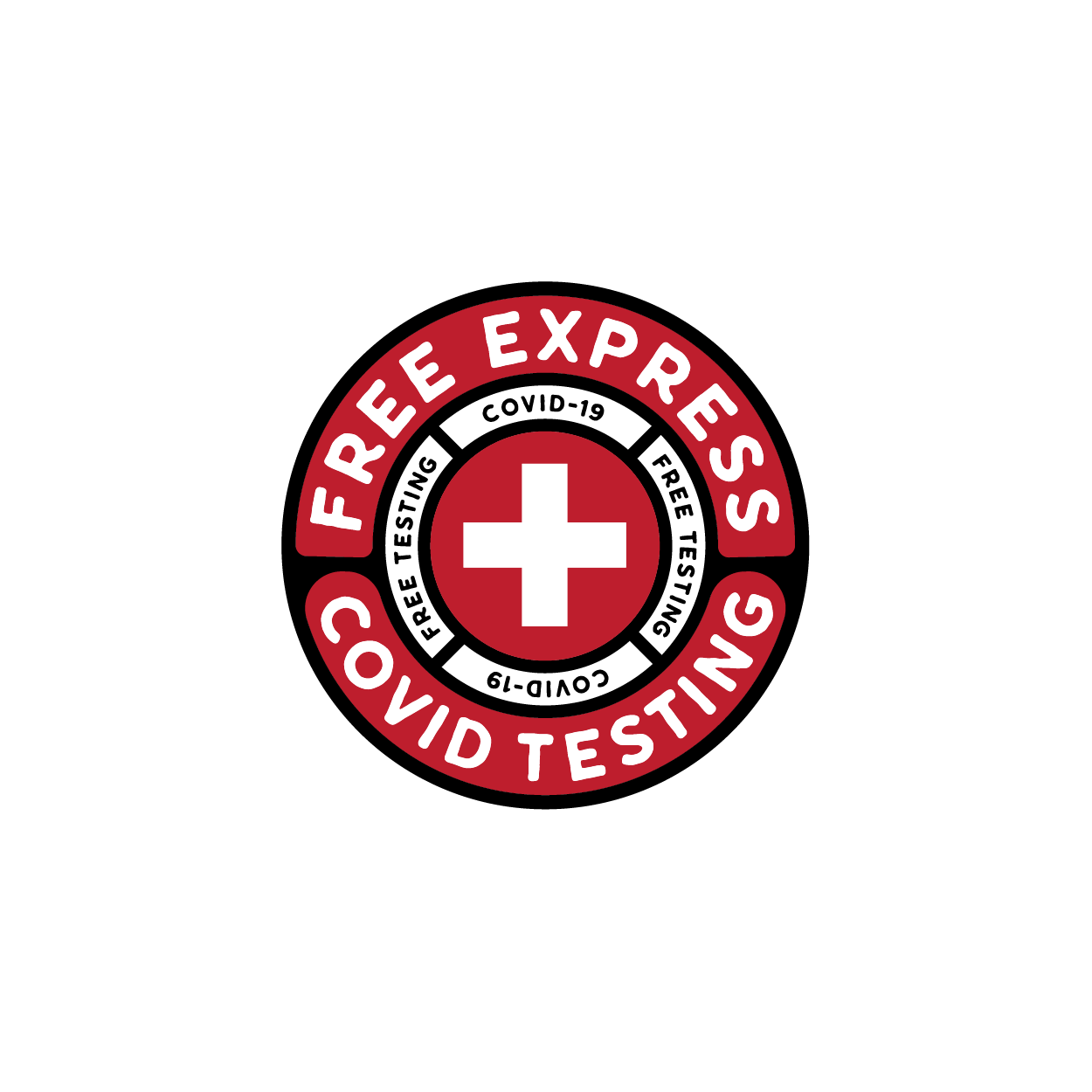 A free express covid testing logo on a white background