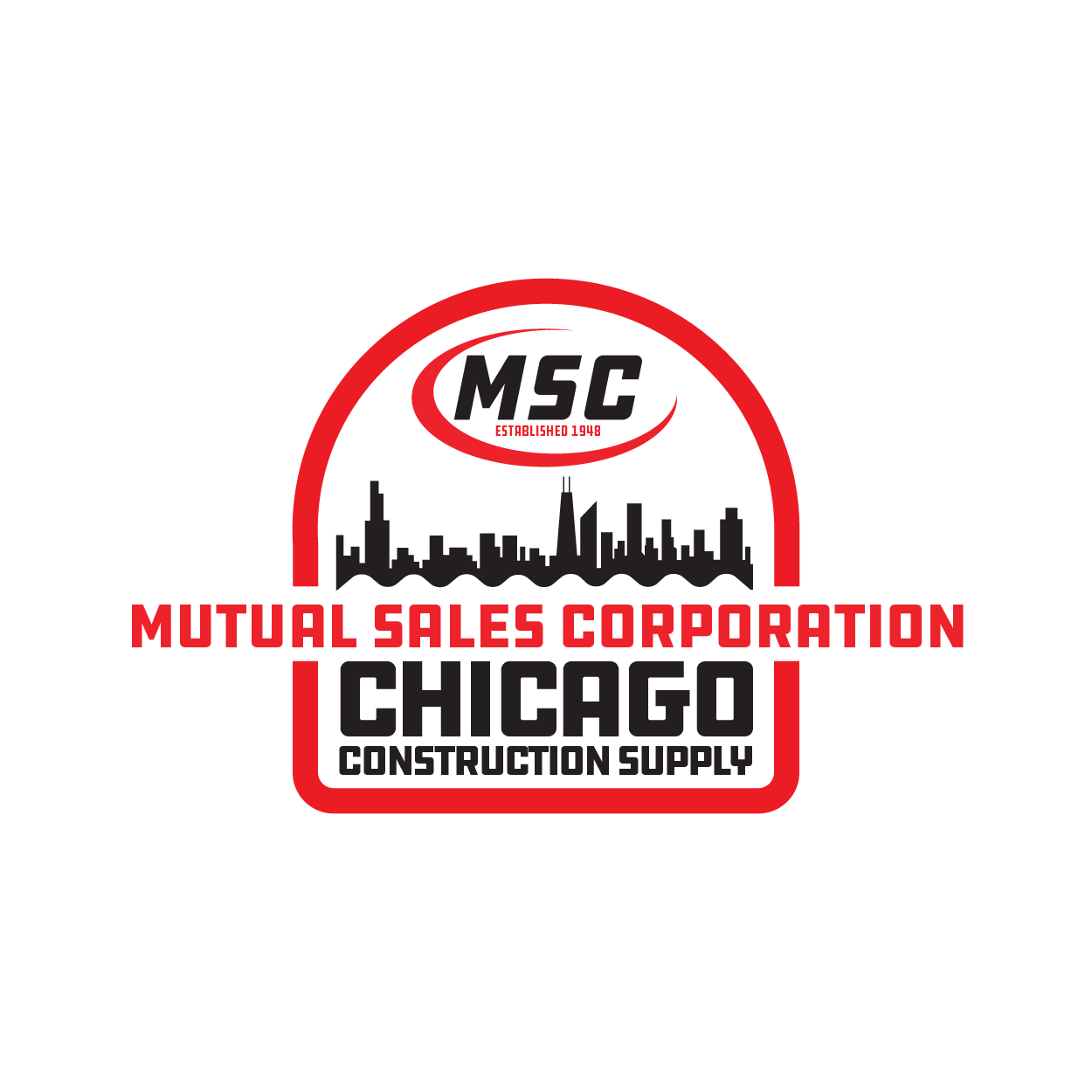 A logo for mutual sales corporation chicago construction supply