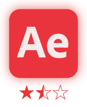 Adobe After Effects logo above a rating of one and a half red stars.