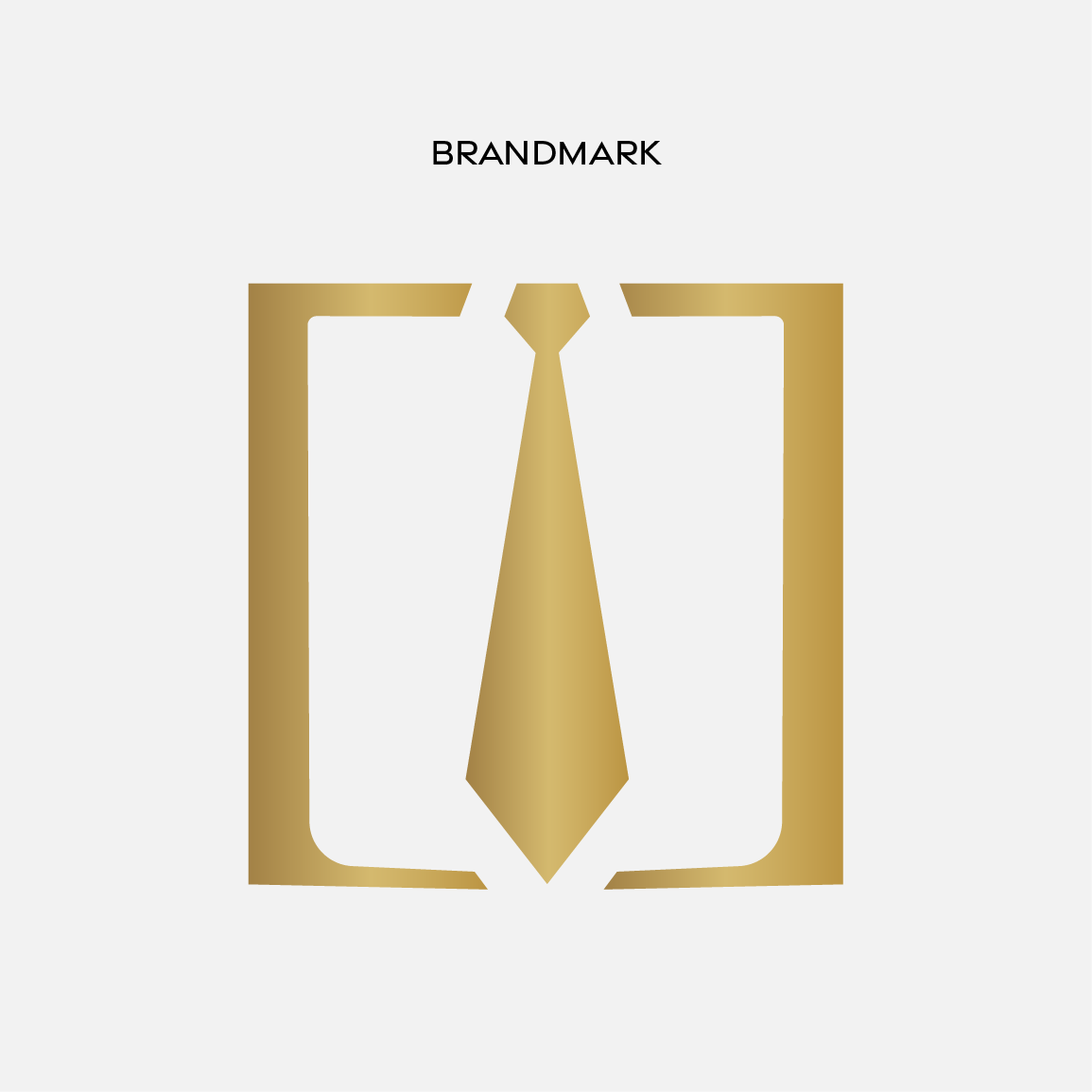 A gold-colored tie centered within a gold-bordered rectangle against a light gray background.