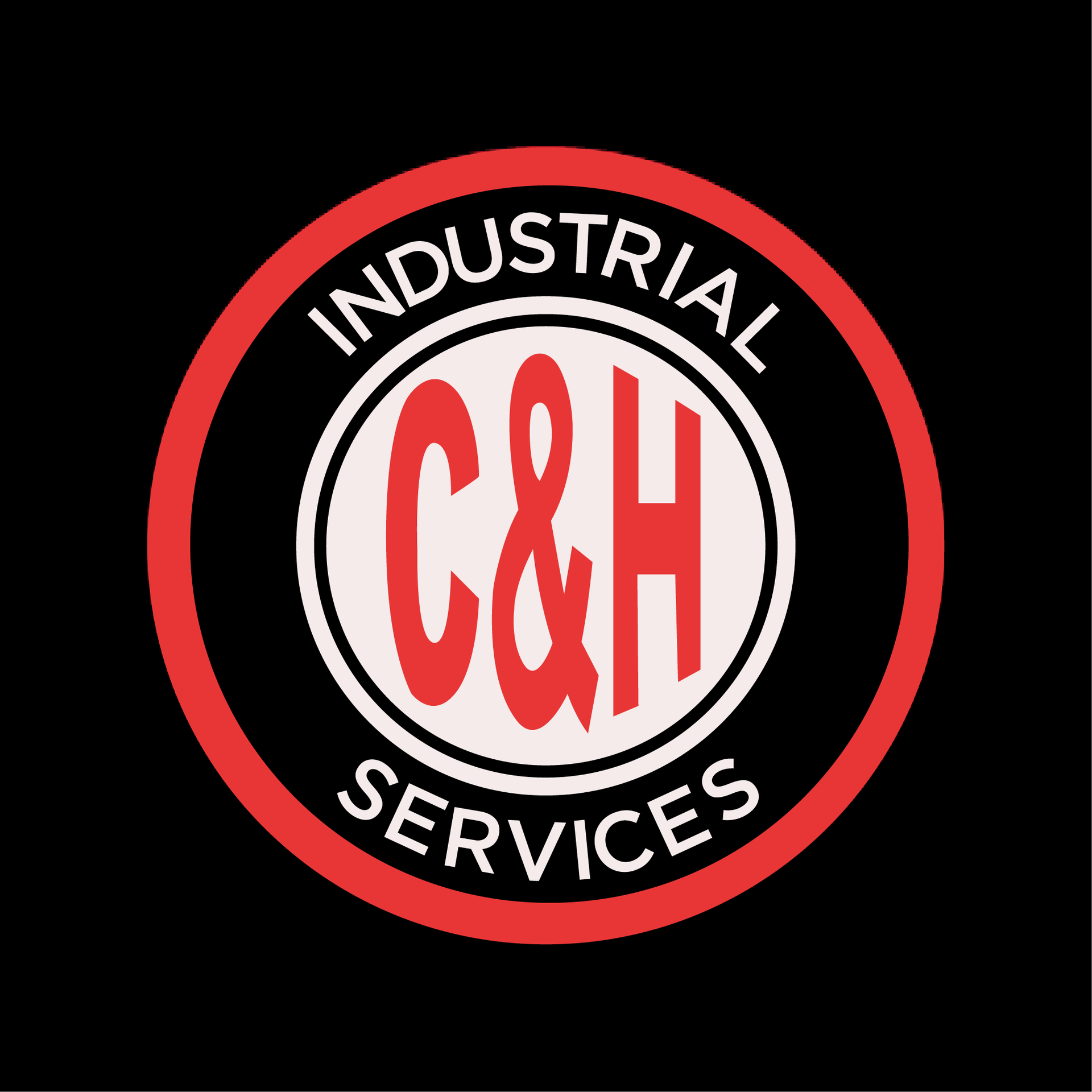 A circular logo with the red text 