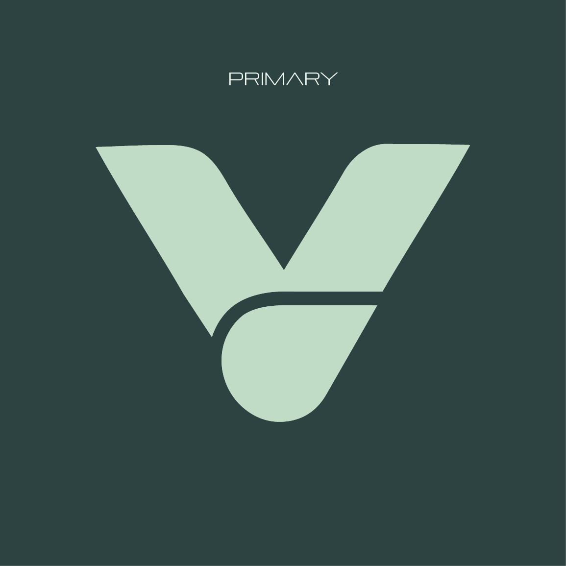 A light green logo featuring a stylized letter 