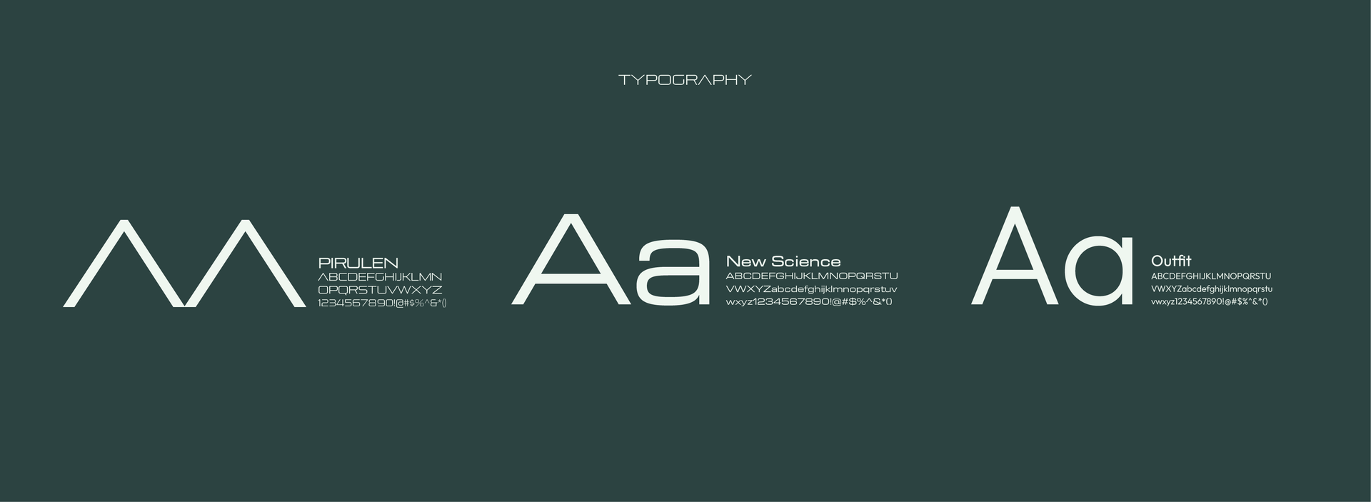 Logo design showcasing the 'M' symbol alongside two typographic variations of 'Aa', set against a dark teal background.