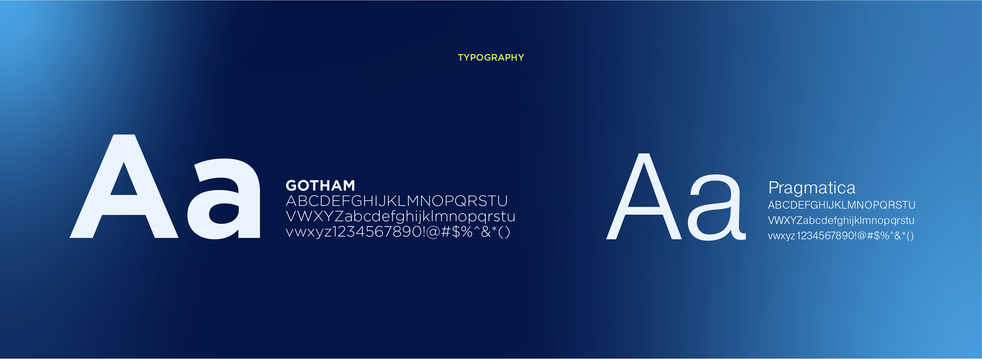 Graphic showing Gotham and Proxima Nova font examples on a dark blue background with white text.
