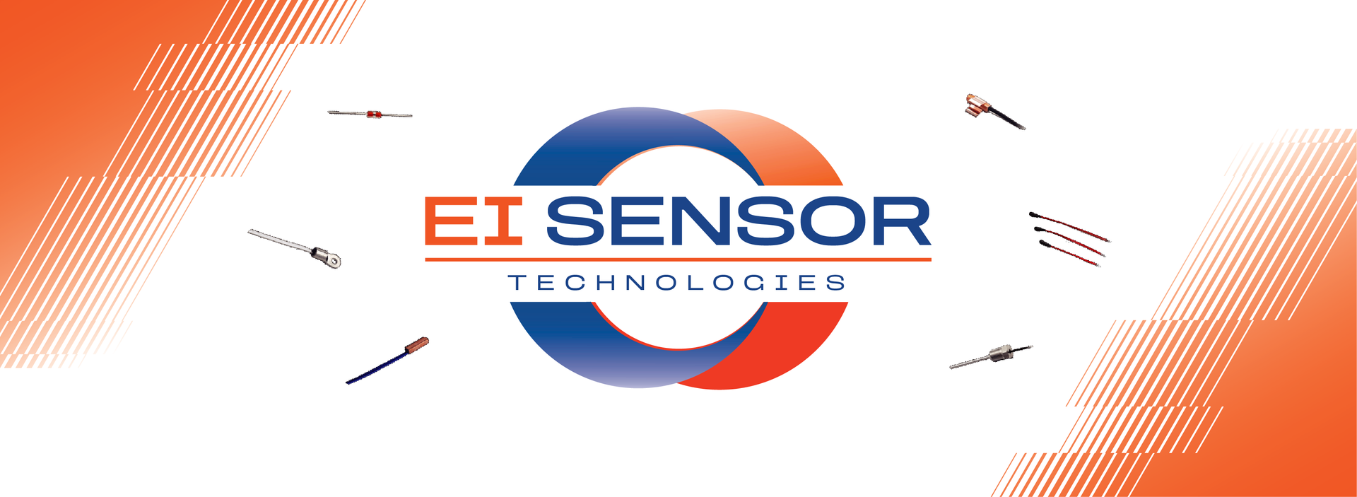 Logo for EI Sensor Technologies featuring the company name in blue and orange, set against a white background with graphics.
