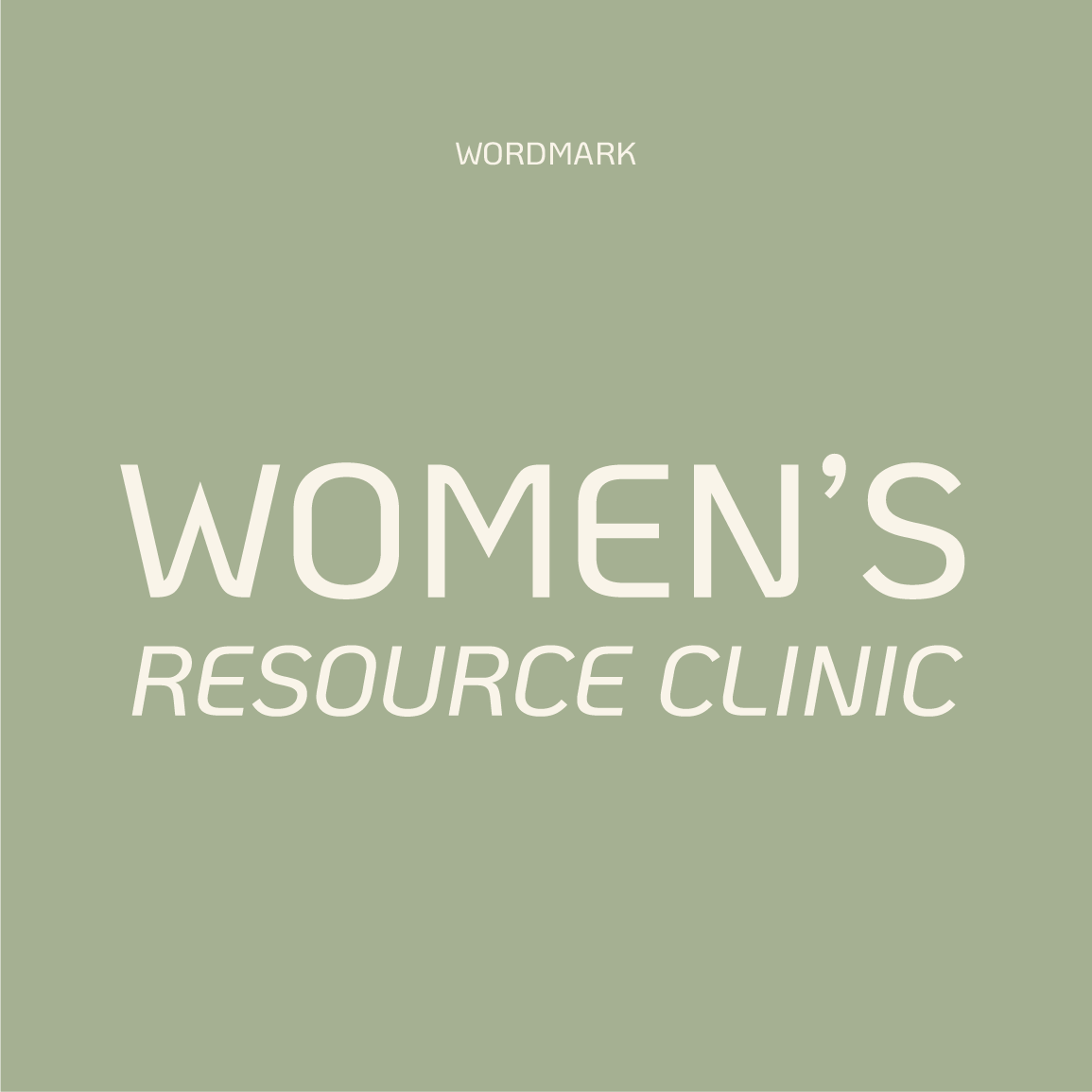 A sage green square featuring the white, bold text 