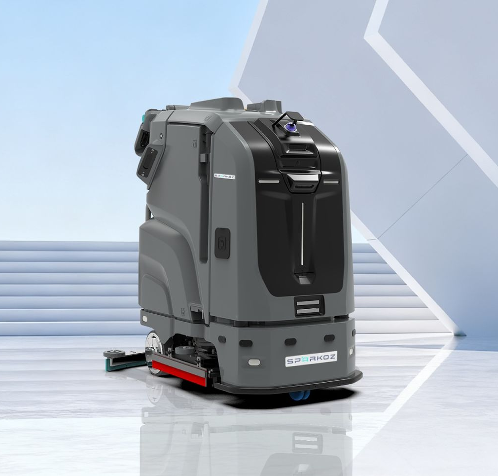 Two service robots in a restaurant. One with shelves, the other a closed box, both with screens.