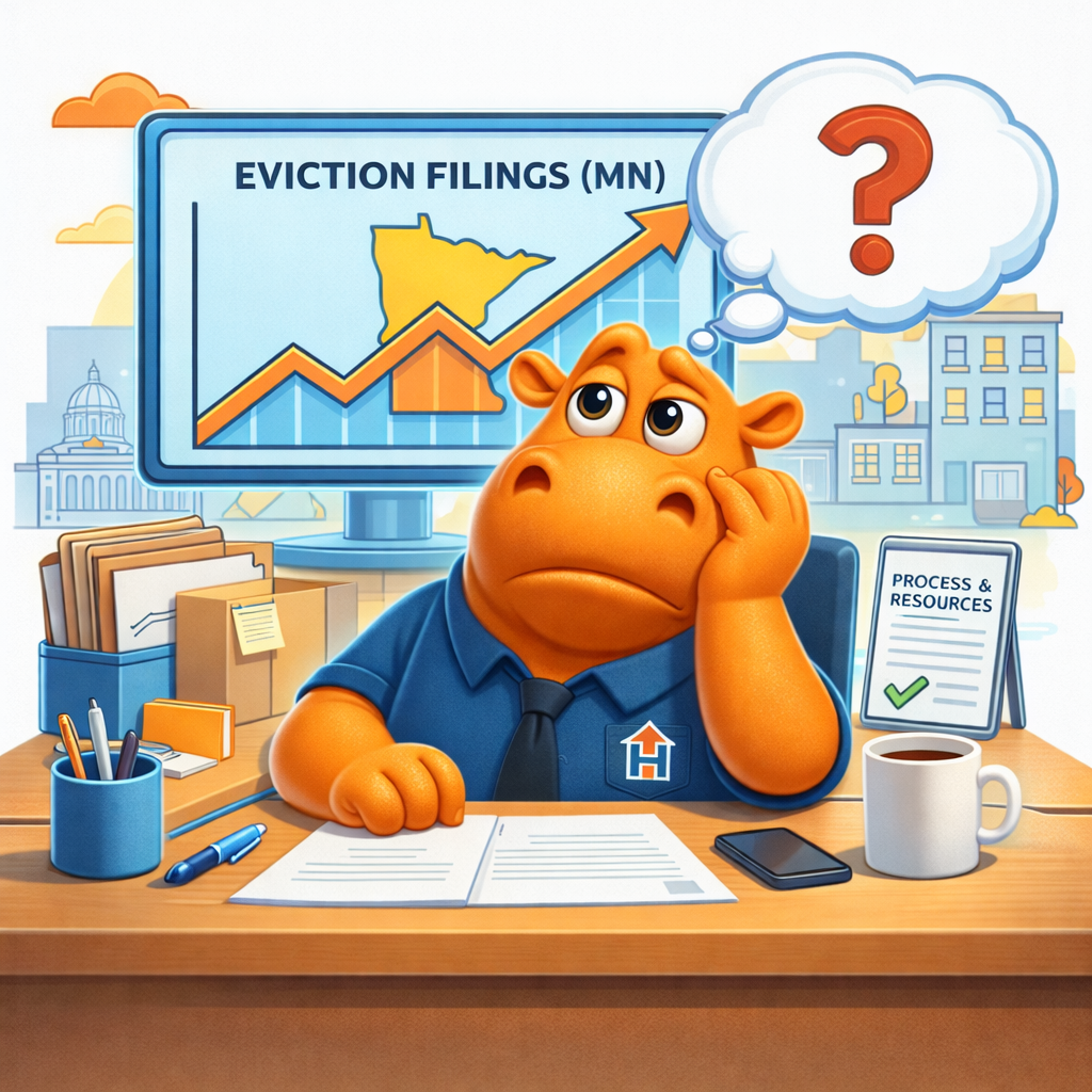 Hubbs mascot sitting at desk thinking