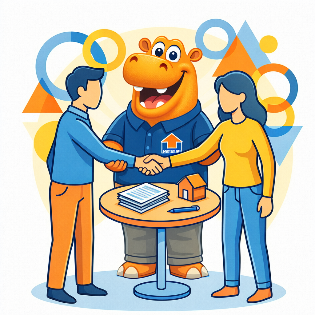 Hubbs with tenants shaking hands