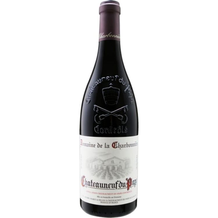 A bottle of wine with a skull and crossbones on the label