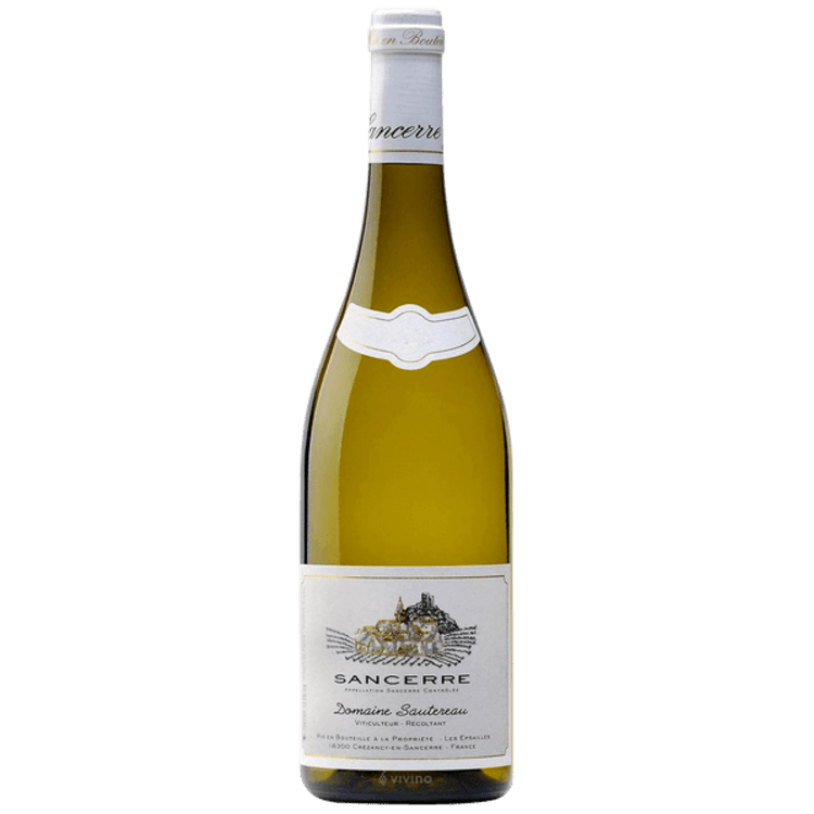 A bottle of sancerre wine on a white background