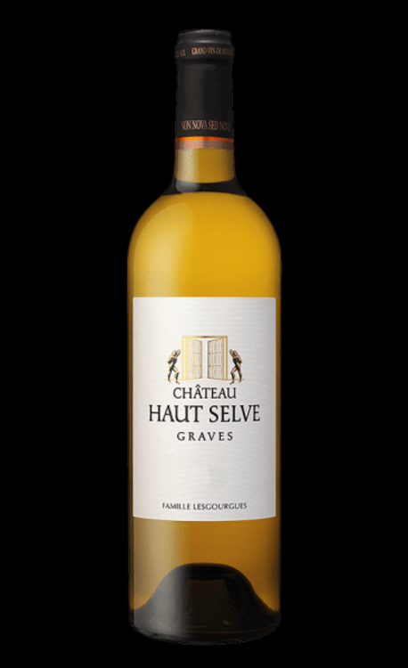 A bottle of chateau halt selve graves on a black background