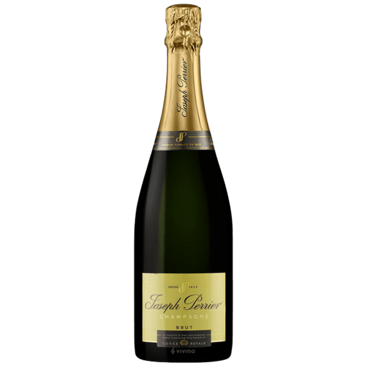 A bottle of joseph perrier champagne on a white background